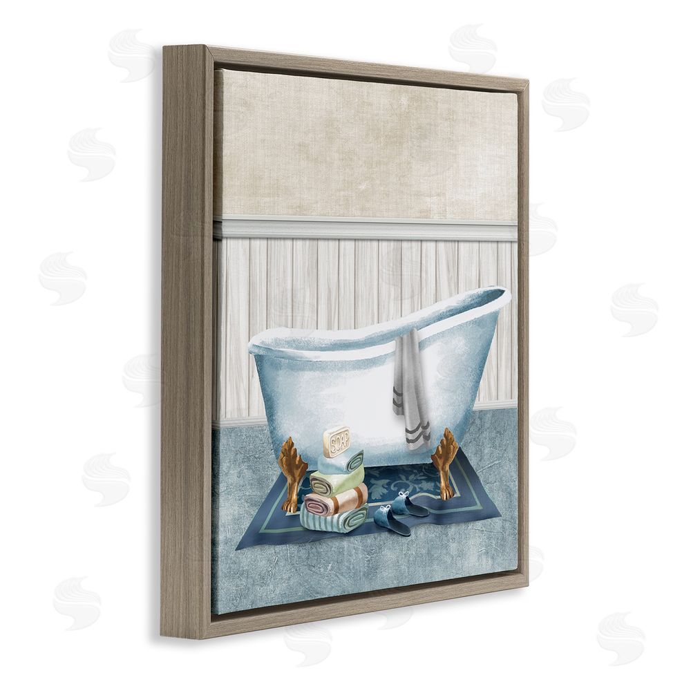 Conrad Knutsen Cozy Clawfoot Bathtub Spa Brown Floating Frame Canvas Wall Art Print