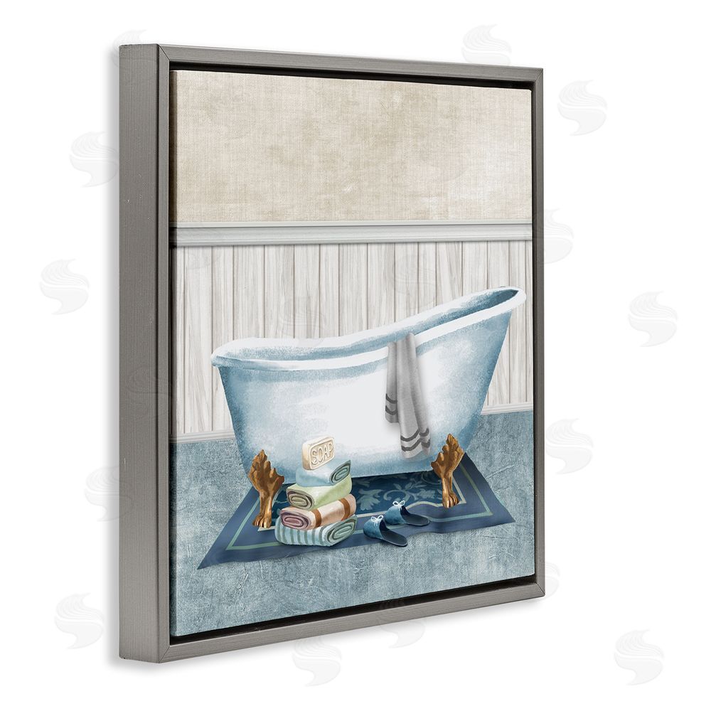 Conrad Knutsen Cozy Clawfoot Bathtub Spa Gray Floating Frame Canvas Wall Art Print