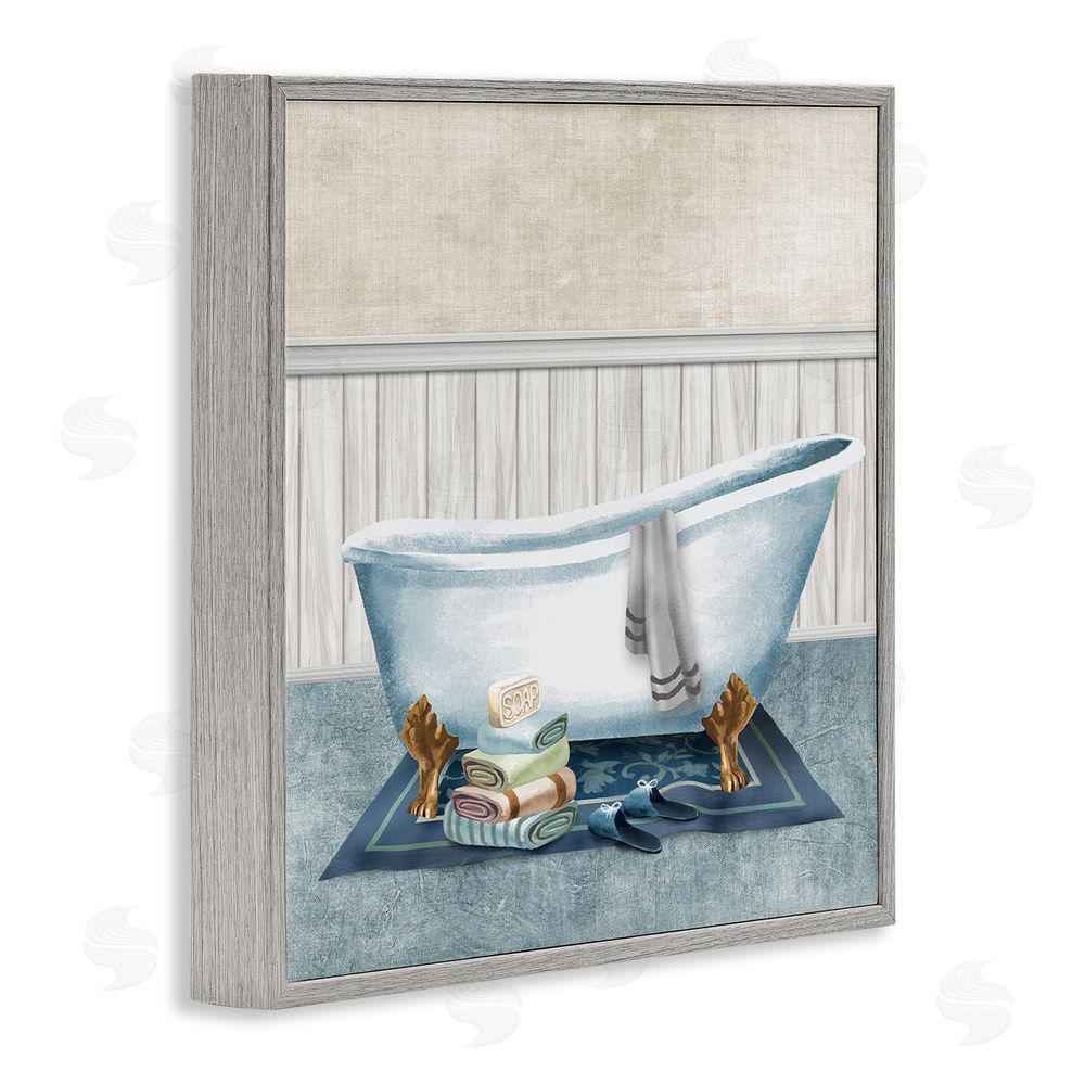 Conrad Knutsen Cozy Clawfoot Bathtub Spa Gray Framed Giclee Wall Art Print