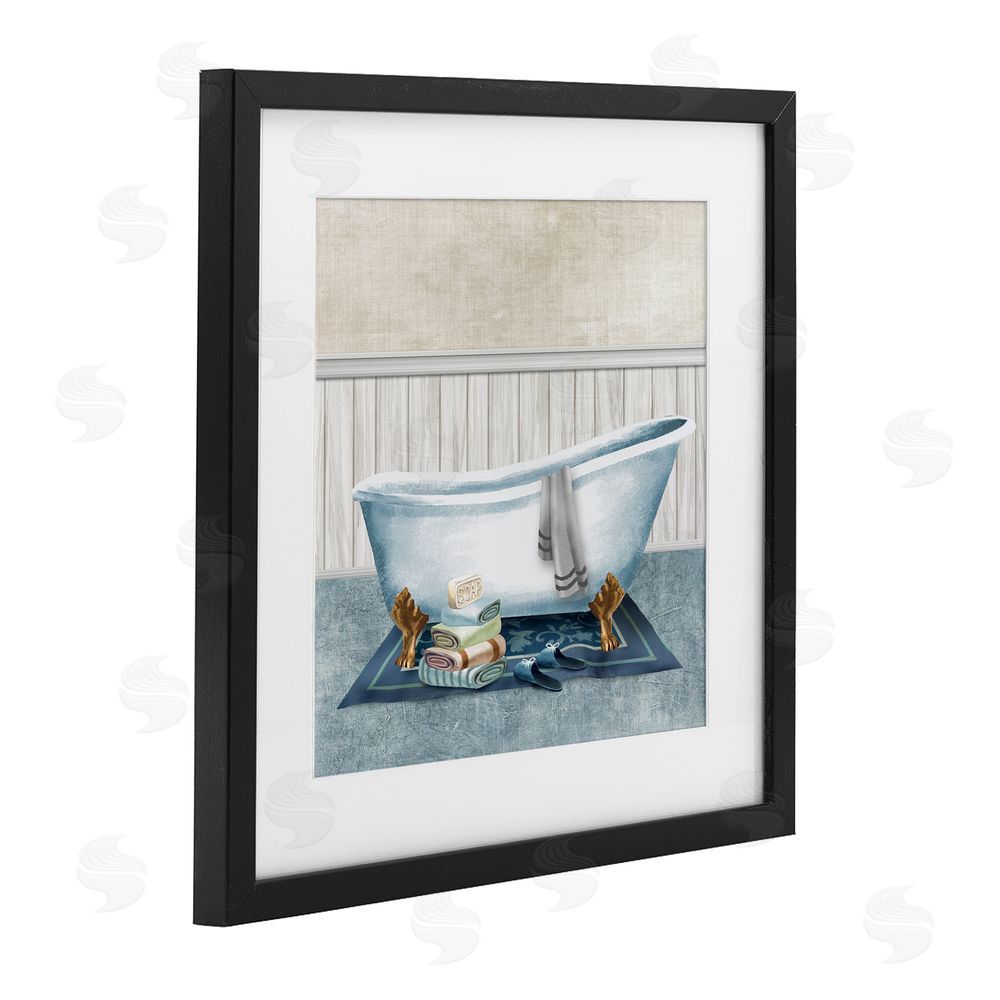 Conrad Knutsen Cozy Clawfoot Bathtub Spa Black Framed Print Under Glass Wall Art