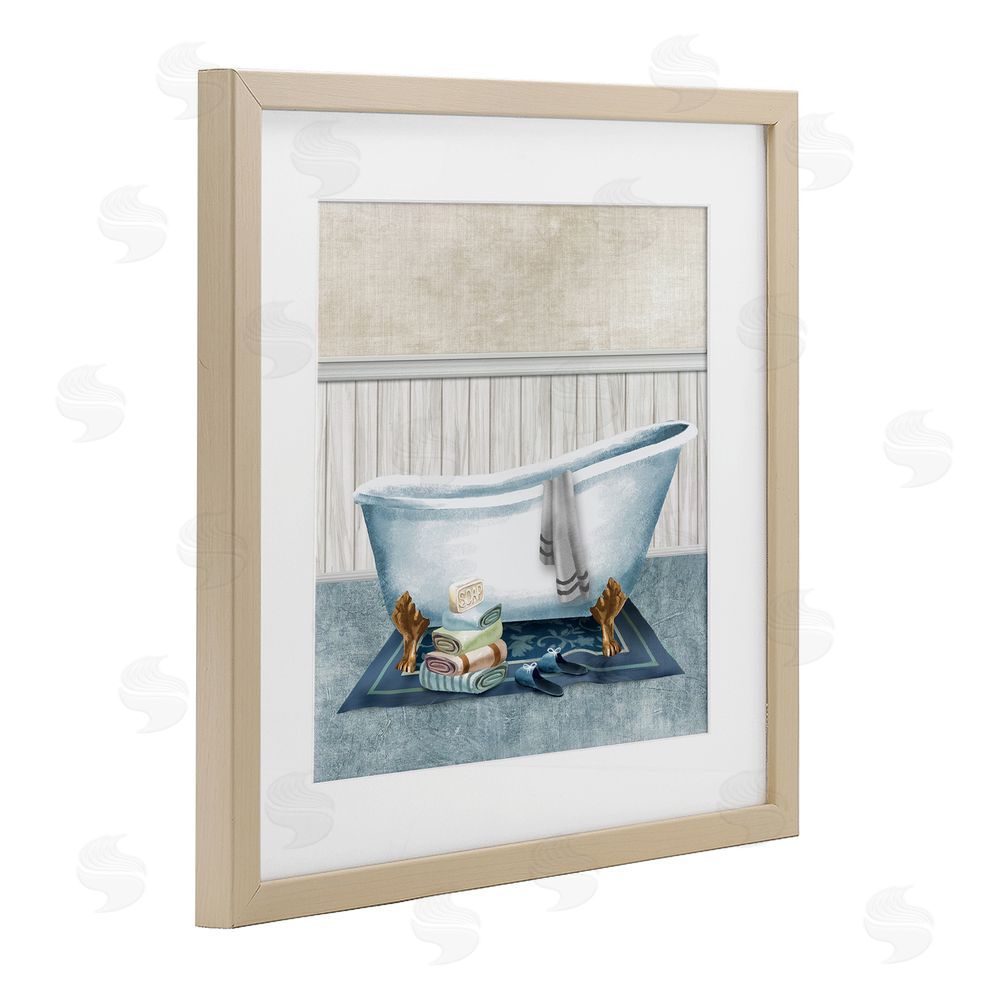 Conrad Knutsen Cozy Clawfoot Bathtub Spa Brown Framed Print Under Glass Wall Art