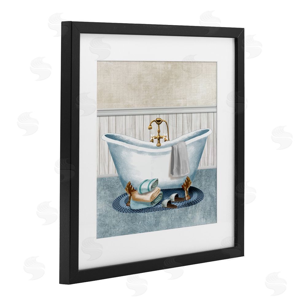 Conrad Knutsen Cozy Spa Bathtub & Slippers Black Framed Print Under Glass Wall Art