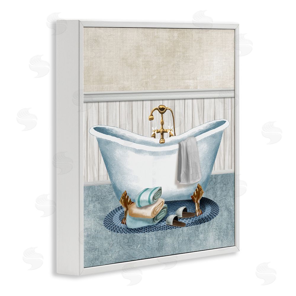 Conrad Knutsen Cozy Spa Bathtub & Slippers White Framed Giclee Wall Art Print