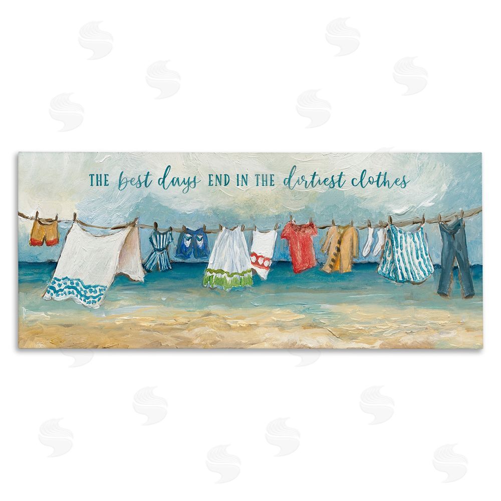 Charlene Olson Clothesline By The Sea Stretched Canvas Wall Art Print