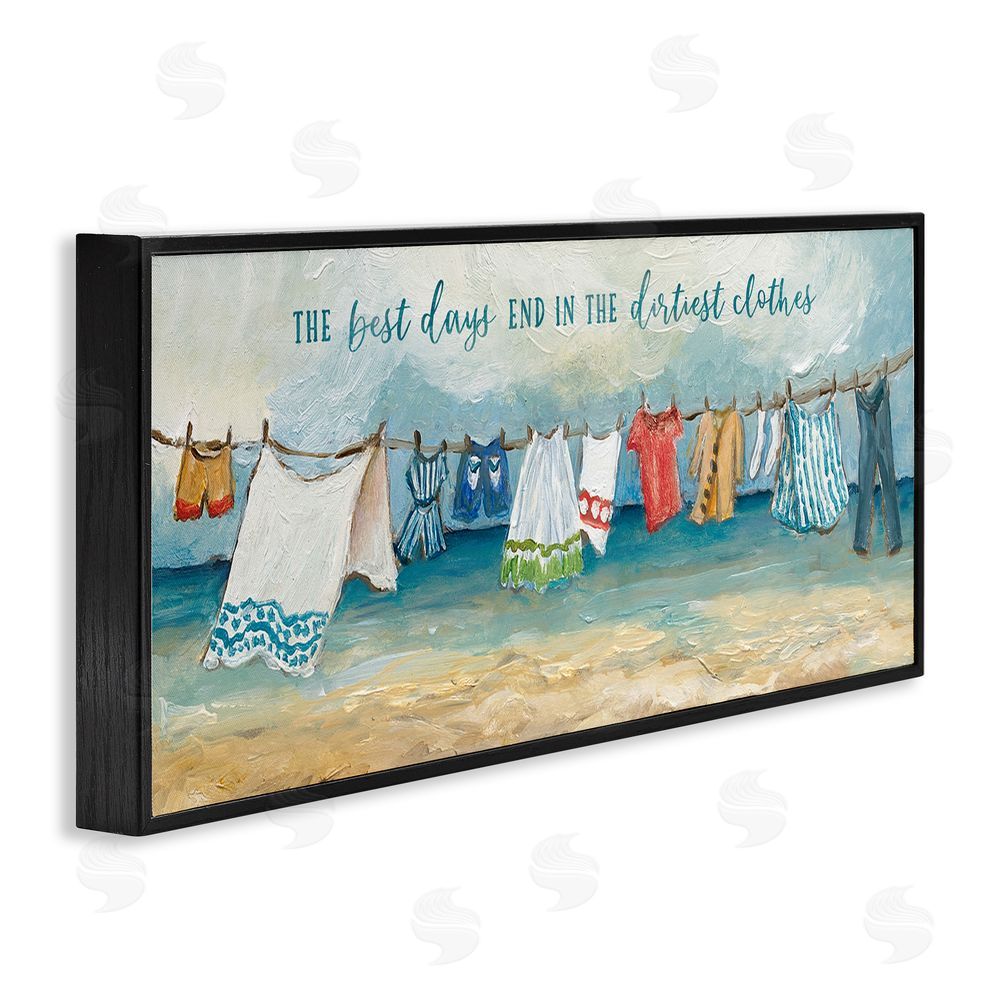 Charlene Olson Clothesline By The Sea Black Framed Giclee Wall Art Print