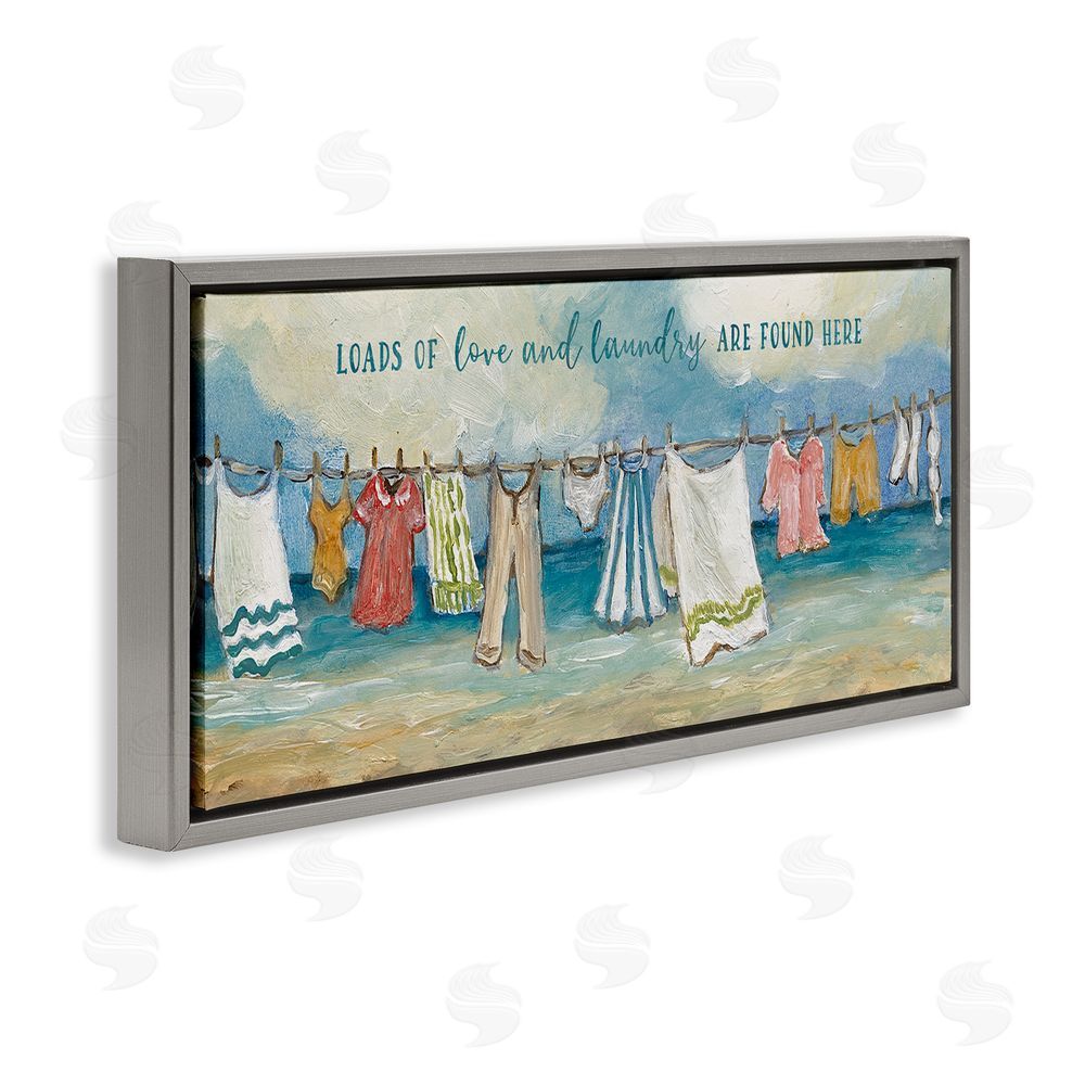 Charlene Olson Laundry By The Sea Gray Floating Frame Canvas Wall Art Print