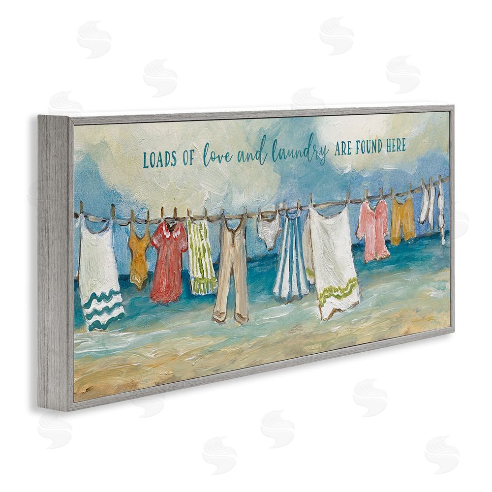 Charlene Olson Laundry By The Sea Gray Framed Giclee Wall Art Print