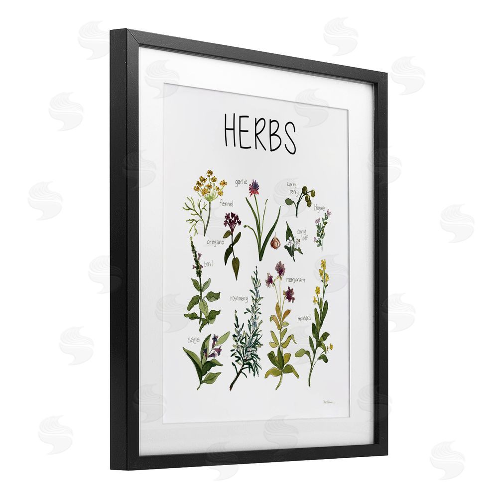 Carol Robinson Herbs Identification Chart Black Framed Print Under Glass Wall Art