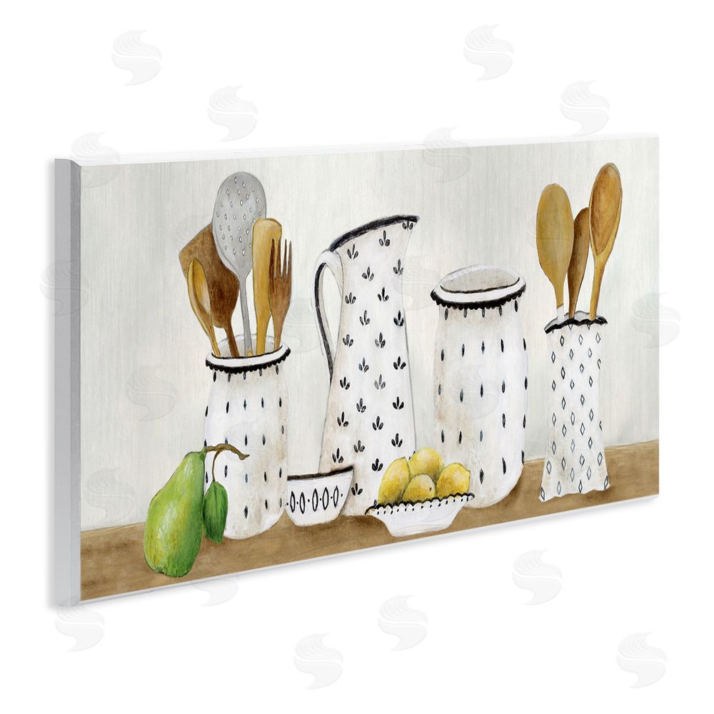 Janet Tava Kitchen Jugs & Utensils Wooden Wall Plaque Art Print