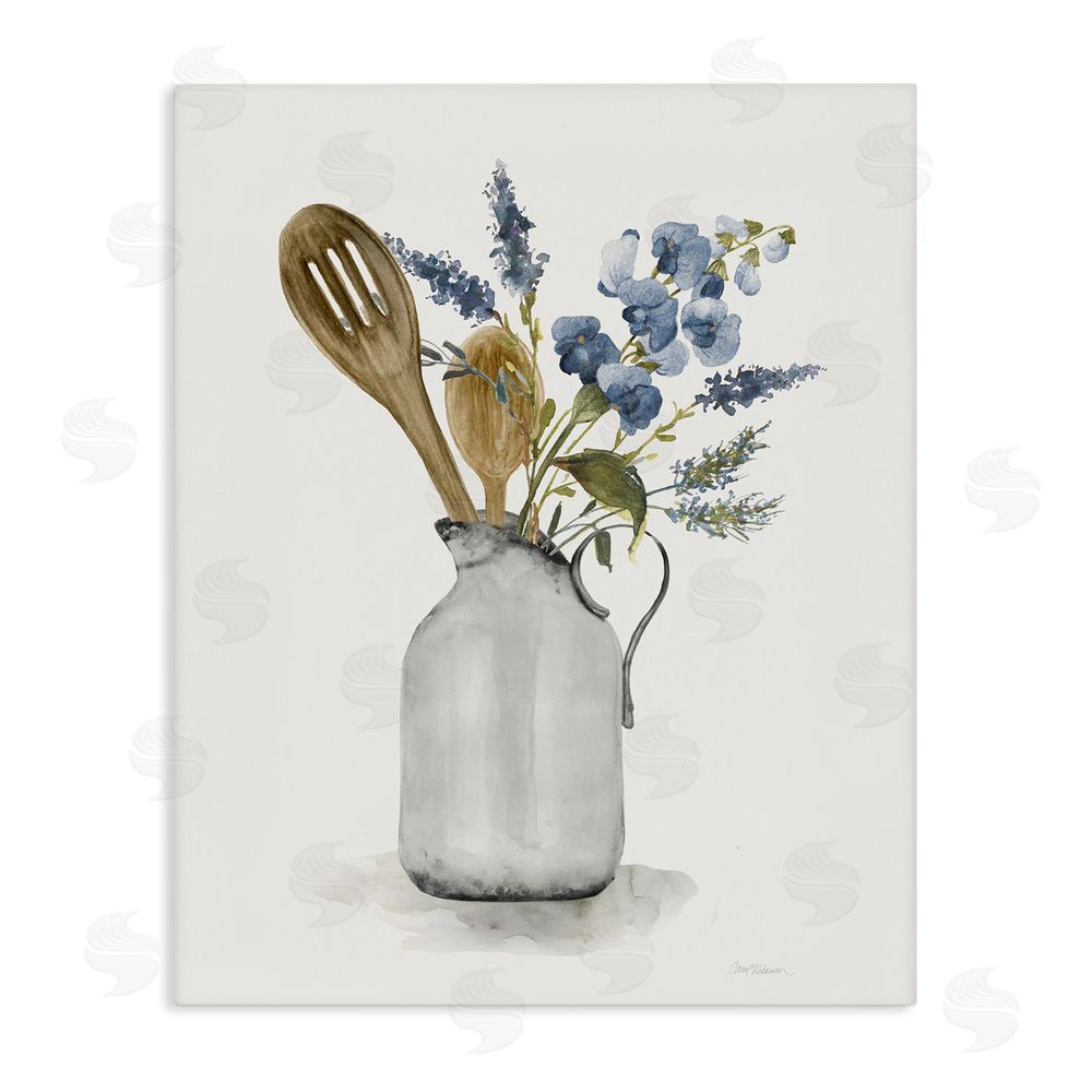 Carol Robinson Vintage Pitcher with Utensils Stretched Canvas Wall Art Print