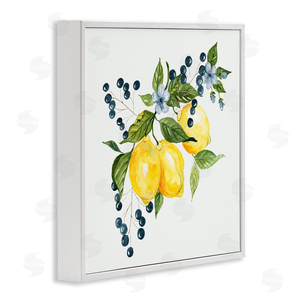 Livi Finn Lemon Branch with Berries White Framed Giclee Wall Art Print