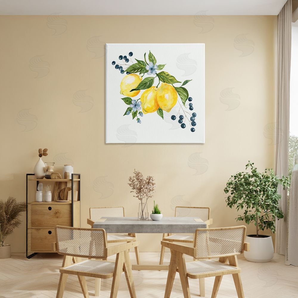 Livi Finn Lemons with Blossoms & Berries Stretched Canvas Wall Art in Room