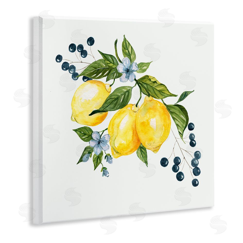 Livi Finn Lemons with Blossoms & Berries Wooden Wall Plaque Art Print