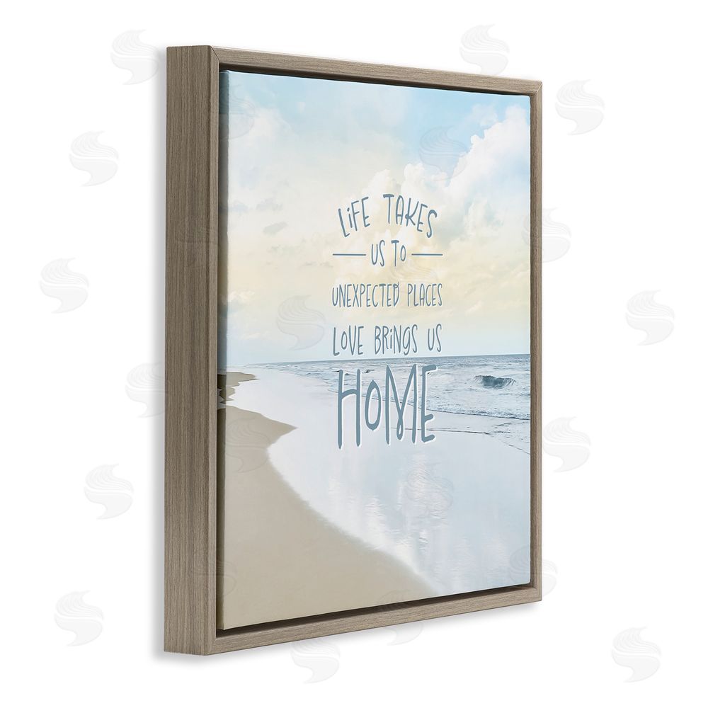 Natalie Carpentieri Love Brings Us Home Inspiration Brown Floating Frame Canvas Wall Art Print