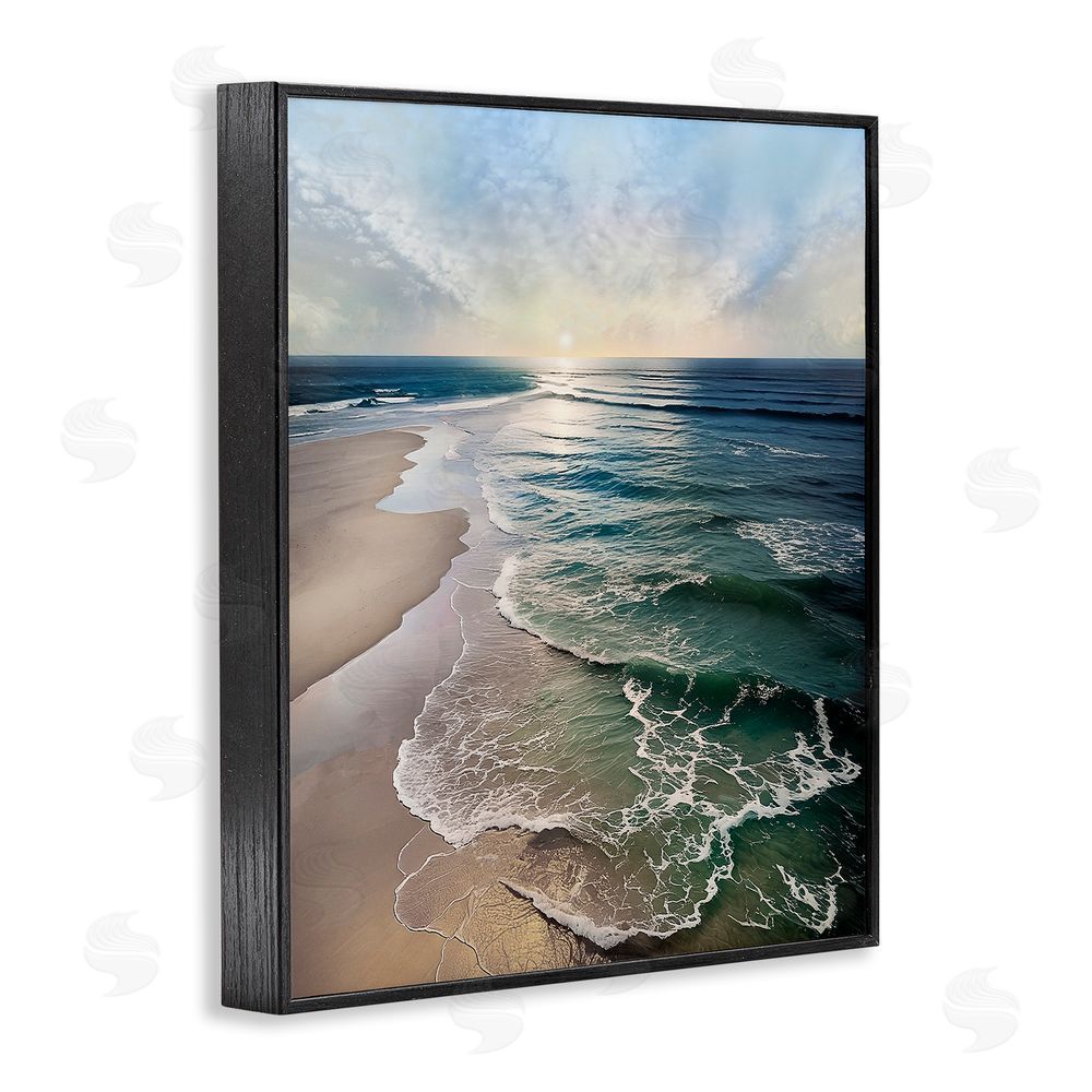Mike Calascibetta Tranquil Shoreline with Soft Light Black Framed Giclee Wall Art Print
