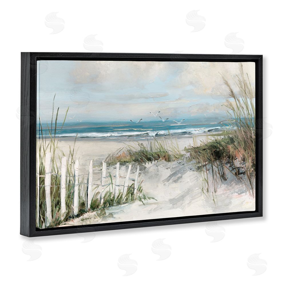 Sally Swatland Dunes With Weathered Fence Black Floating Frame Canvas Wall Art Print