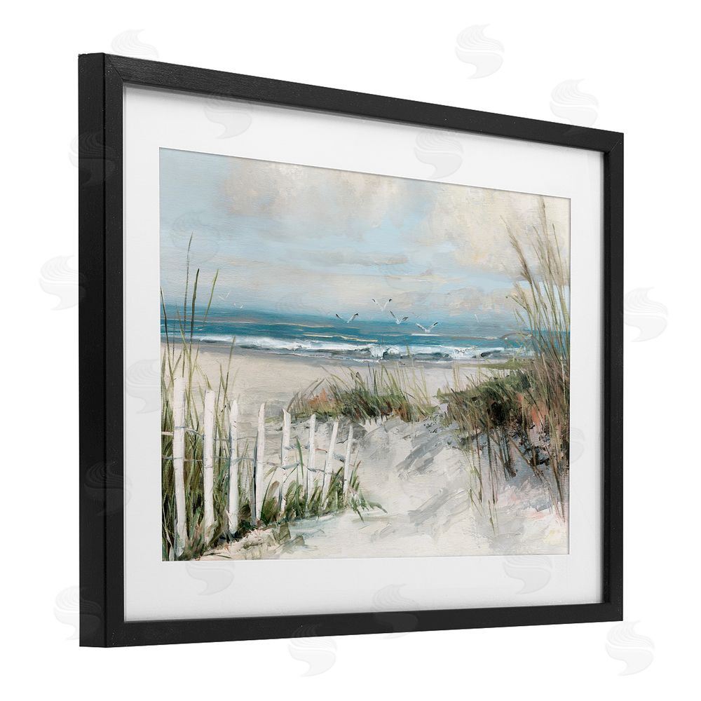 Sally Swatland Dunes With Weathered Fence Black Framed Print Under Glass Wall Art