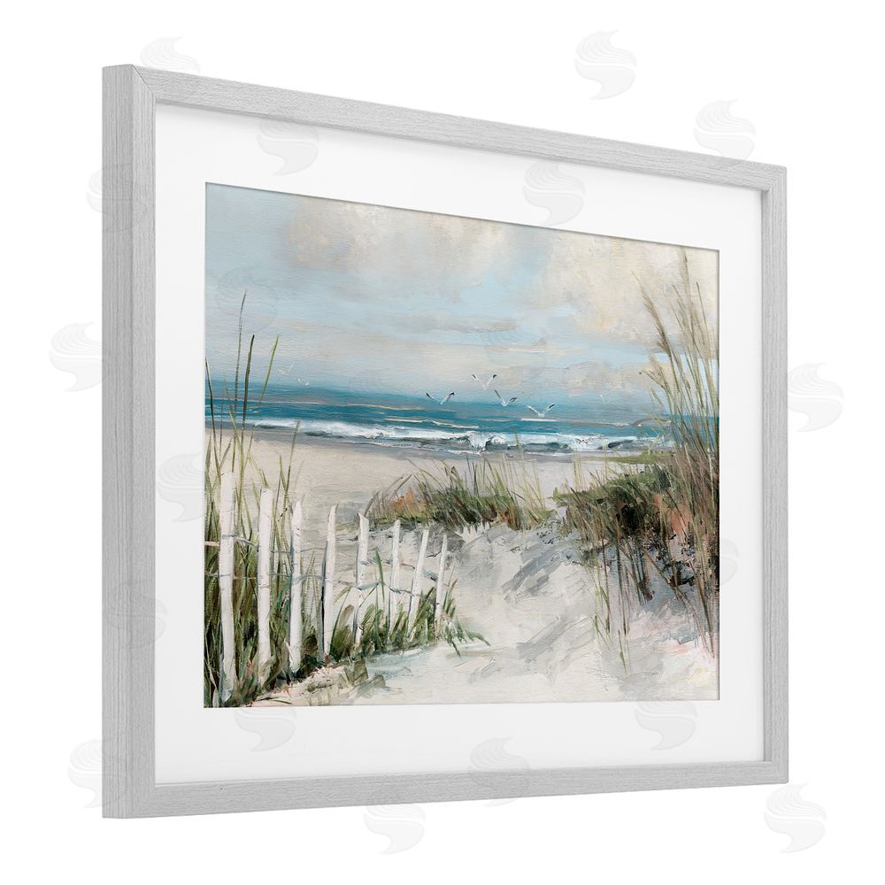 Sally Swatland Dunes With Weathered Fence Gray Framed Print Under Glass Wall Art