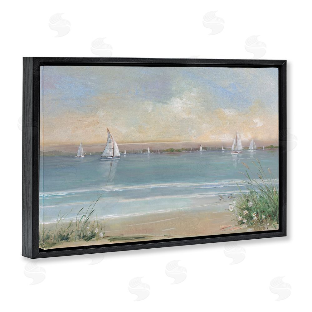 Sally Swatland Coastal Sailing At Dawn Black Floating Frame Canvas Wall Art Print