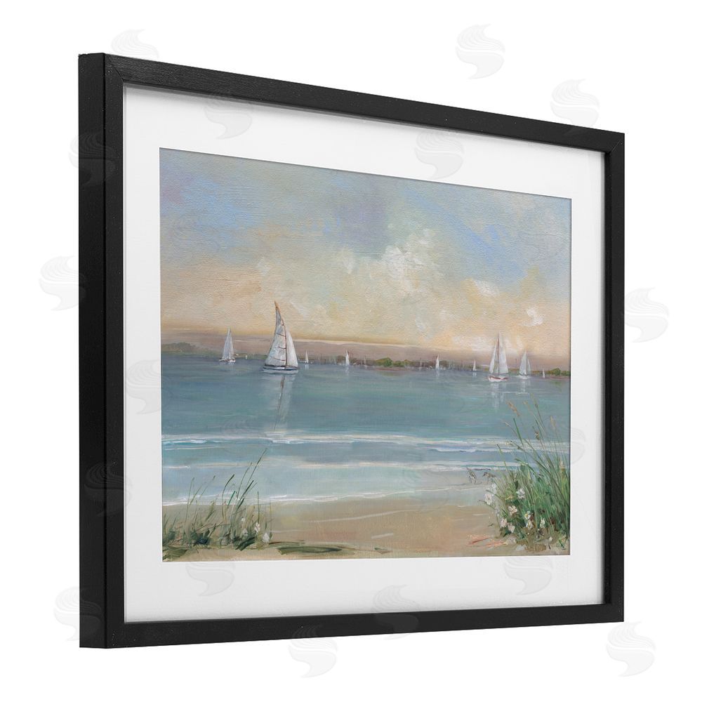 Sally Swatland Coastal Sailing At Dawn Black Framed Print Under Glass Wall Art