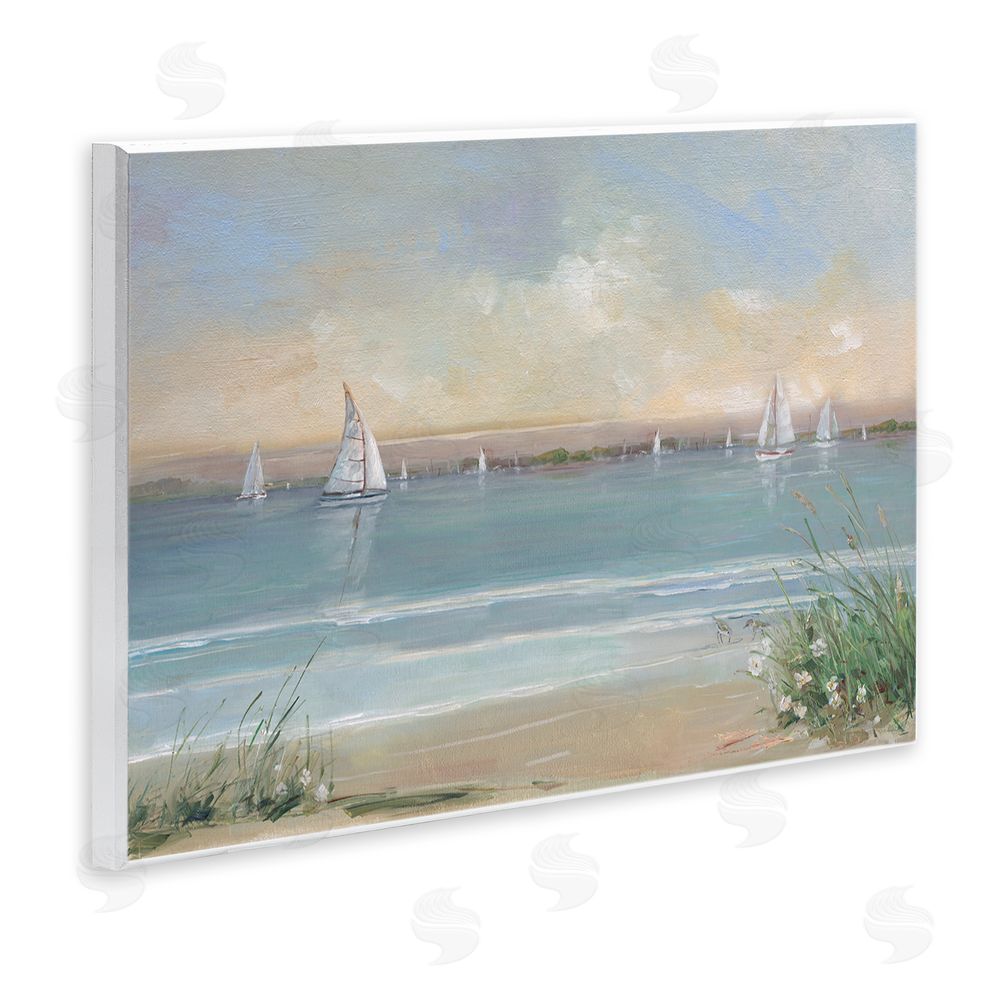 Sally Swatland Coastal Sailing At Dawn Wooden Wall Plaque Art Print