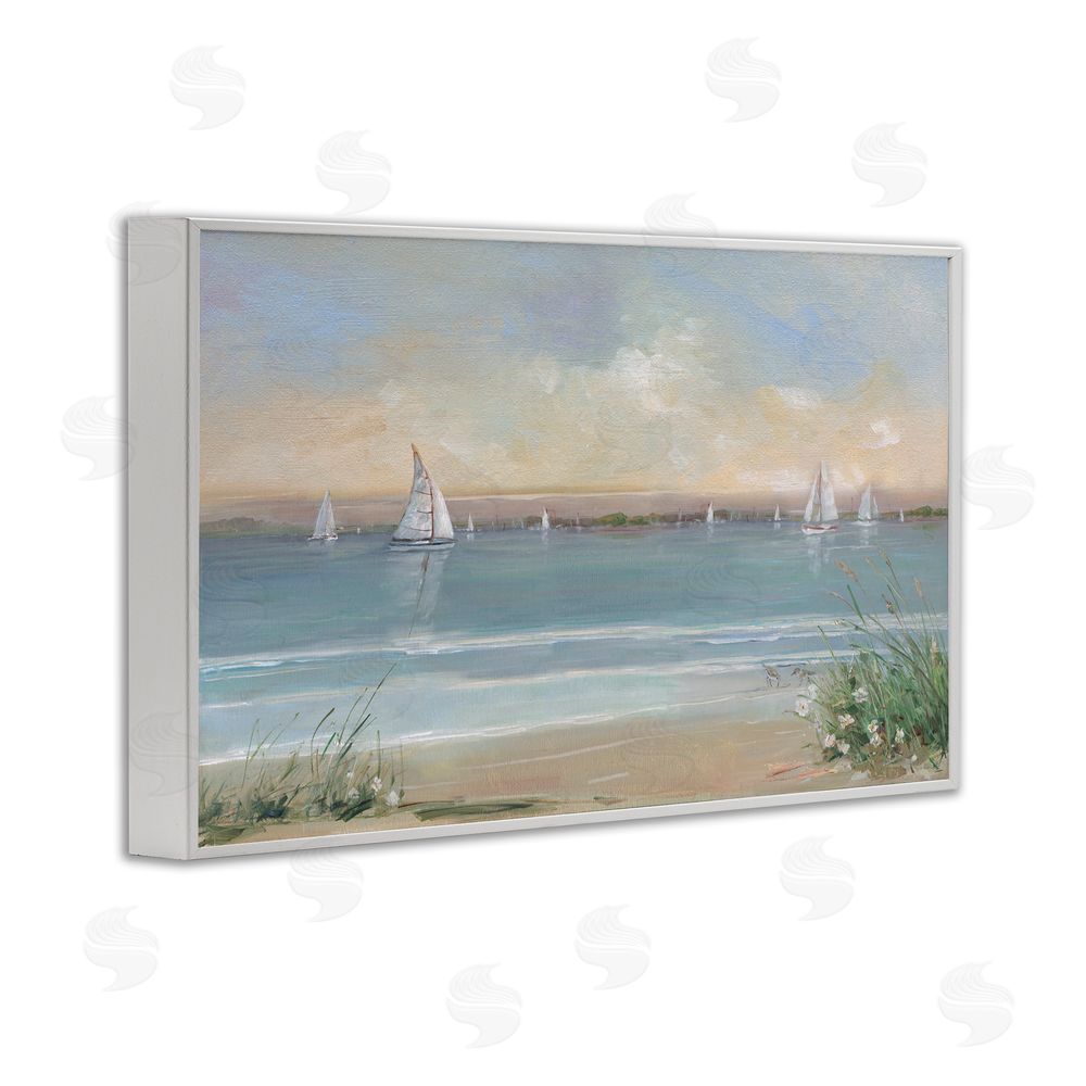 Sally Swatland Coastal Sailing At Dawn White Framed Giclee Wall Art Print