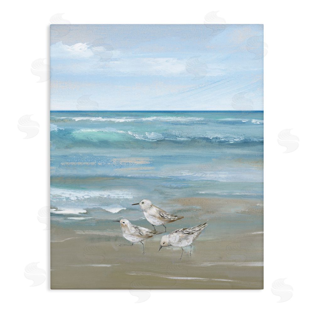Nan Sanderlings on Gentle Waves Stretched Canvas Wall Art Print
