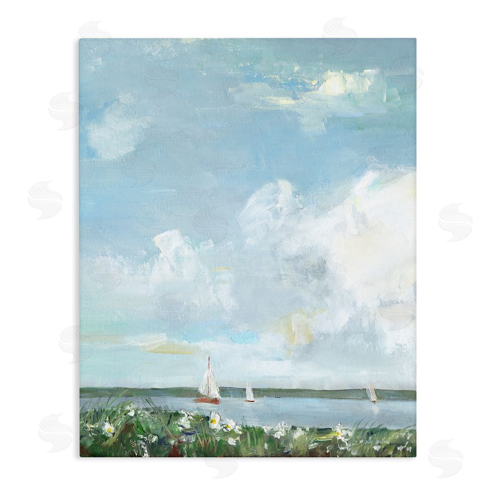 Sally Swatland Seaside Sailing Under Clouds Stretched Canvas Wall Art Print
