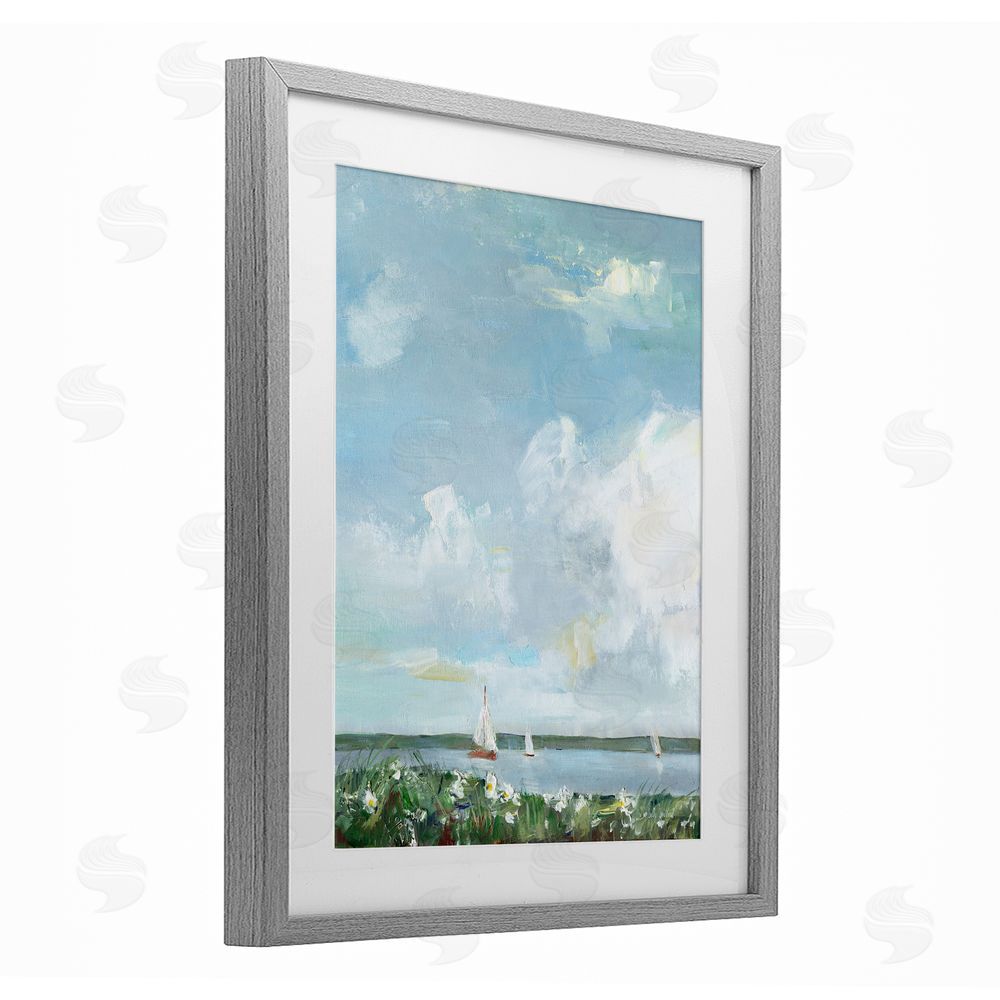 Sally Swatland Seaside Sailing Under Clouds Gray Framed Print Under Glass Wall Art