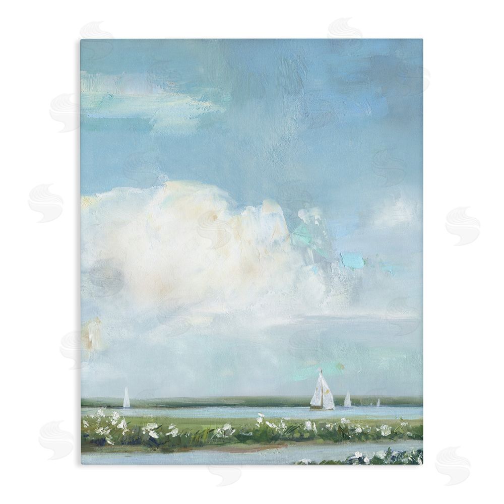 Sally Swatland Seaside Sailing Along Meadow Stretched Canvas Wall Art Print