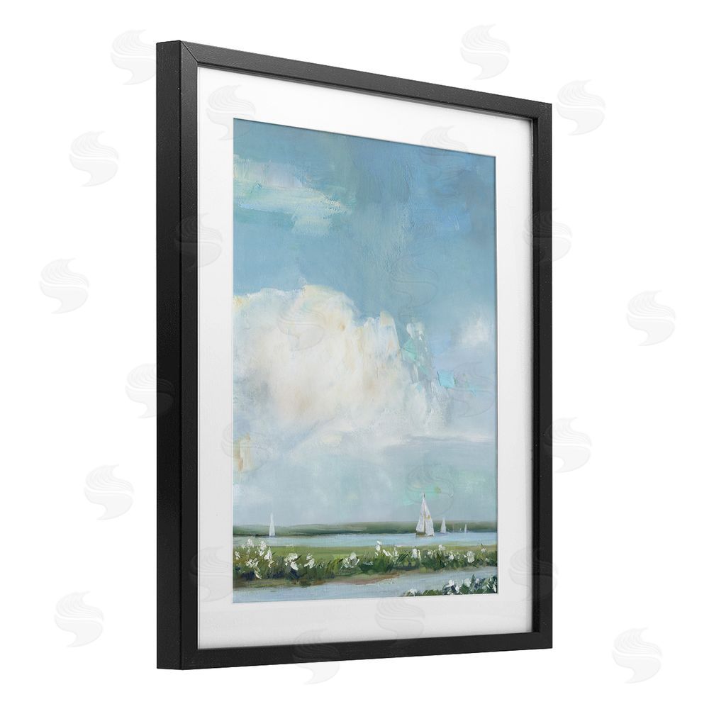 Sally Swatland Seaside Sailing Along Meadow Black Framed Print Under Glass Wall Art