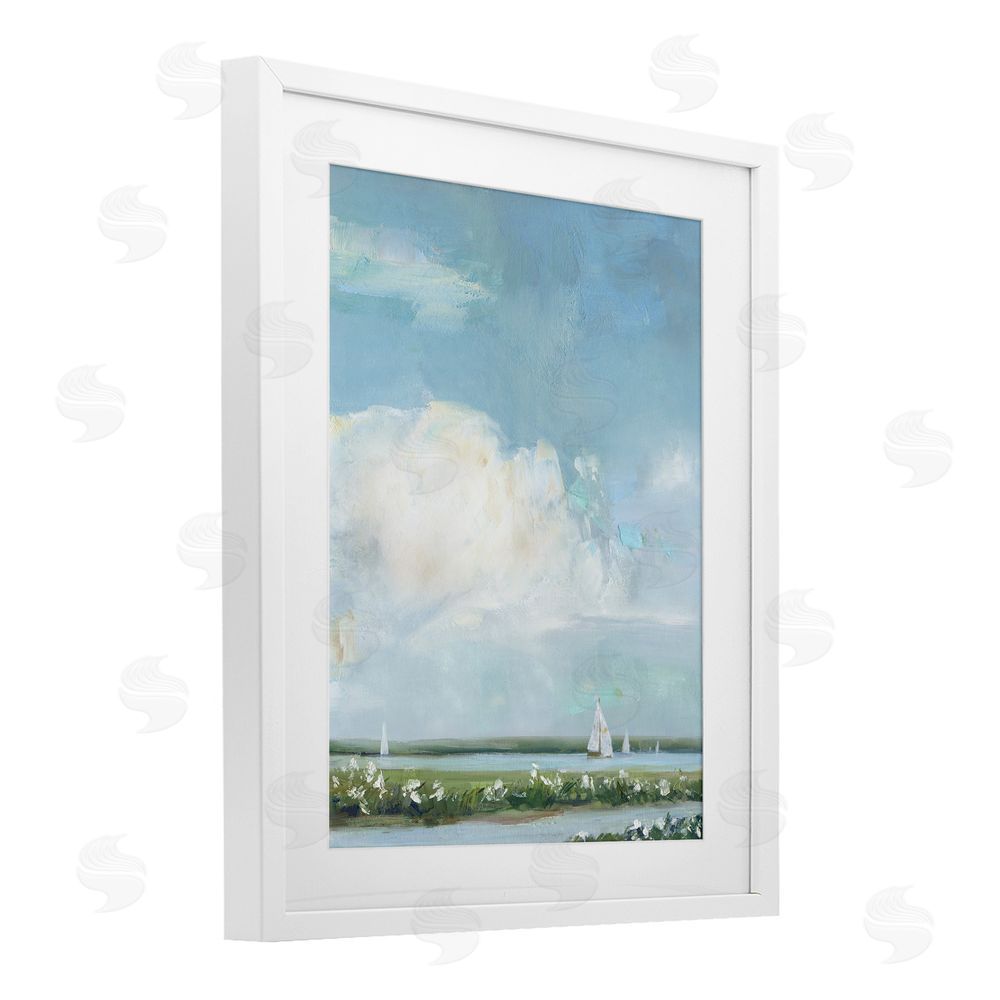 Sally Swatland Seaside Sailing Along Meadow White Framed Print Under Glass Wall Art
