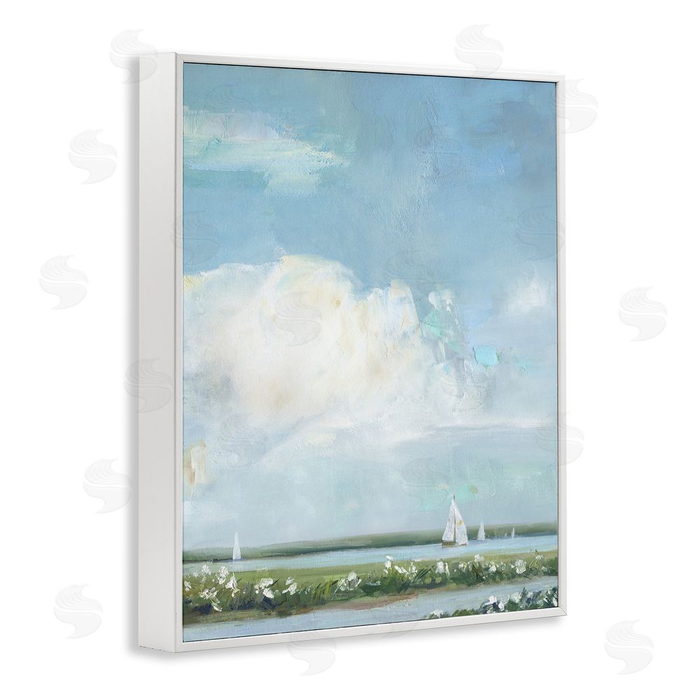 Sally Swatland Seaside Sailing Along Meadow White Framed Giclee Wall Art Print