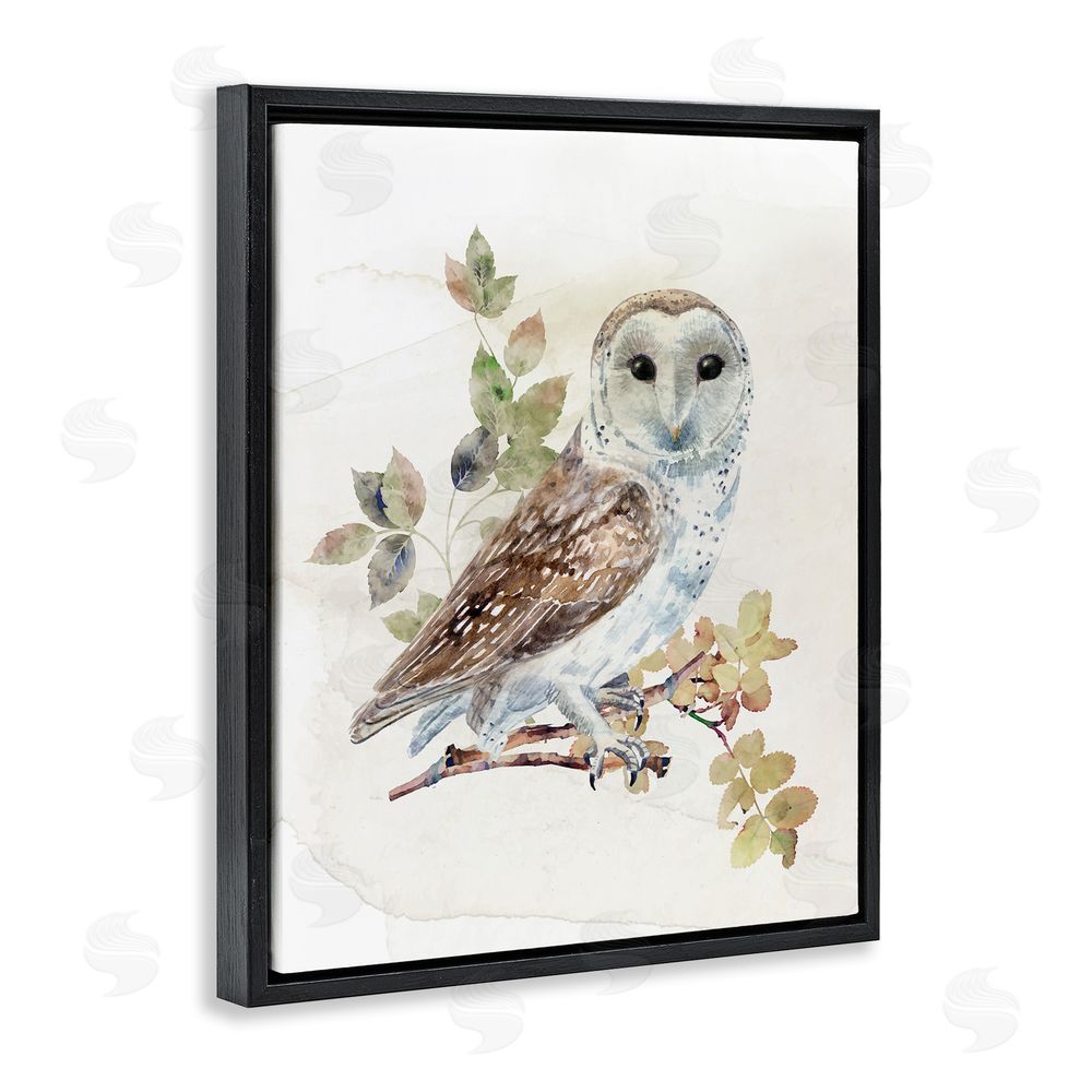 CAD Designs Owl Among Autumn Leaves Black Floating Frame Canvas Wall Art Print