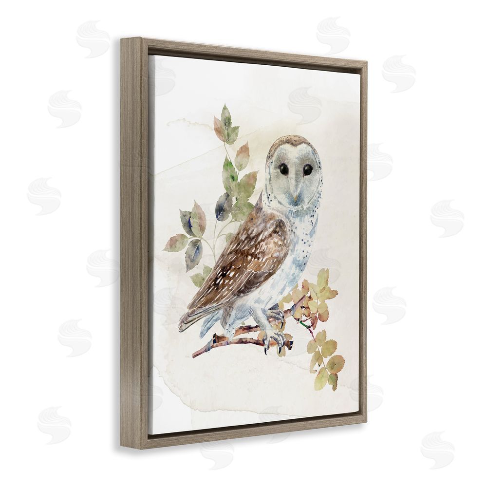 CAD Designs Owl Among Autumn Leaves Brown Floating Frame Canvas Wall Art Print