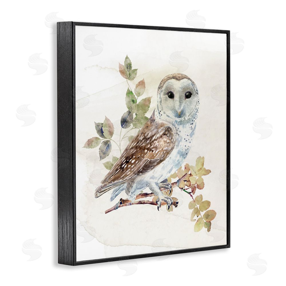 CAD Designs Owl Among Autumn Leaves Black Framed Giclee Wall Art Print
