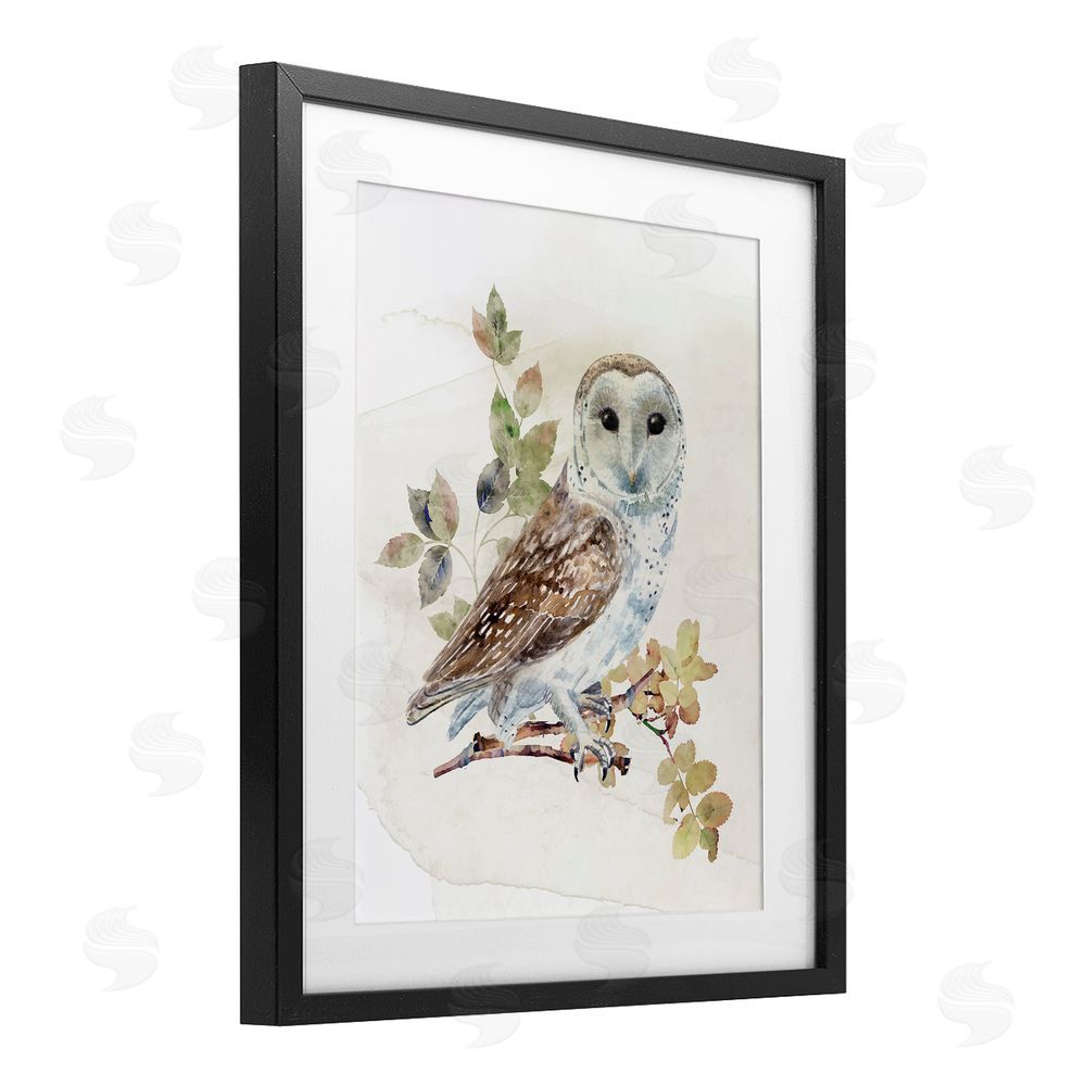 CAD Designs Owl Among Autumn Leaves Black Framed Print Under Glass Wall Art