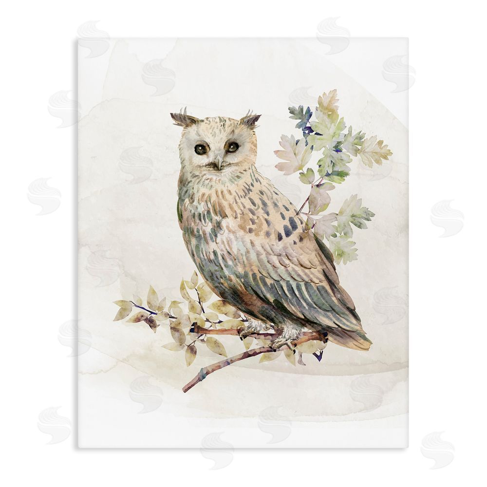 CAD Designs Forest Owl with Foliage Stretched Canvas Wall Art Print