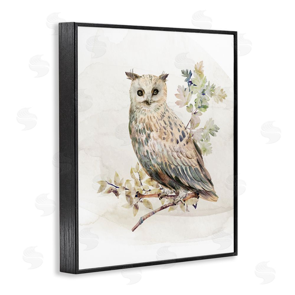 CAD Designs Forest Owl with Foliage Black Framed Giclee Wall Art Print