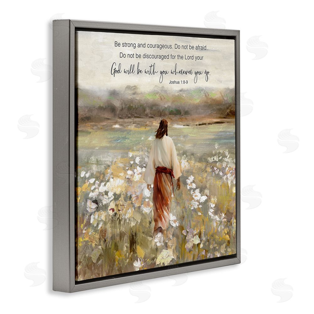 Sally Swatland God With You Wherever Gray Floating Frame Canvas Wall Art Print