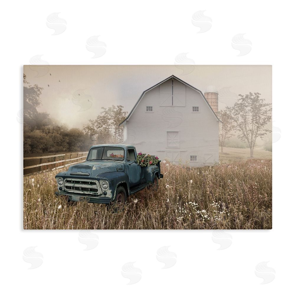 Nan Vintage Pickup in Wildflowers Stretched Canvas Wall Art Print