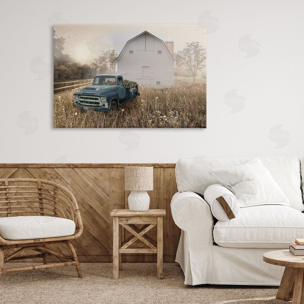 Nan Vintage Pickup in Wildflowers Stretched Canvas Wall Art in Room