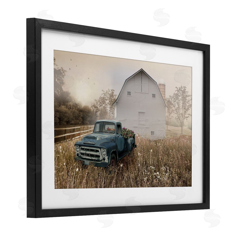 Nan Vintage Pickup in Wildflowers Black Framed Print Under Glass Wall Art