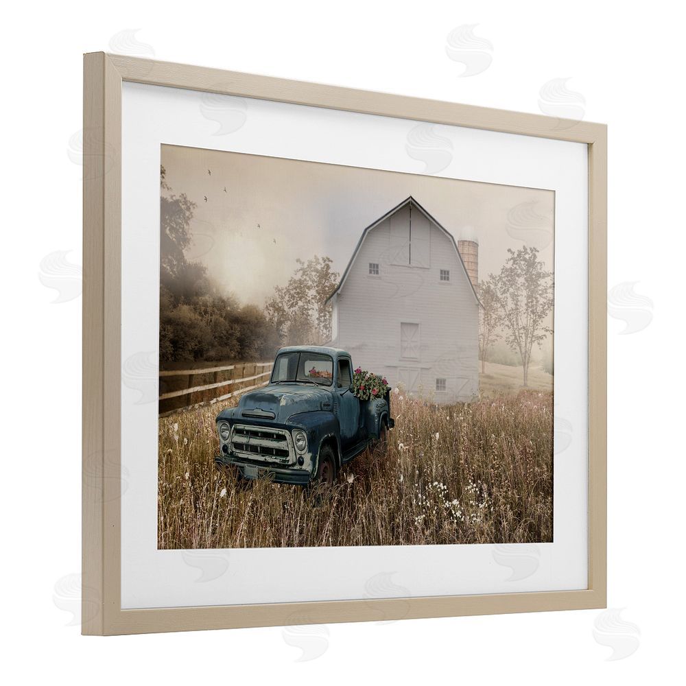 Nan Vintage Pickup in Wildflowers Brown Framed Print Under Glass Wall Art