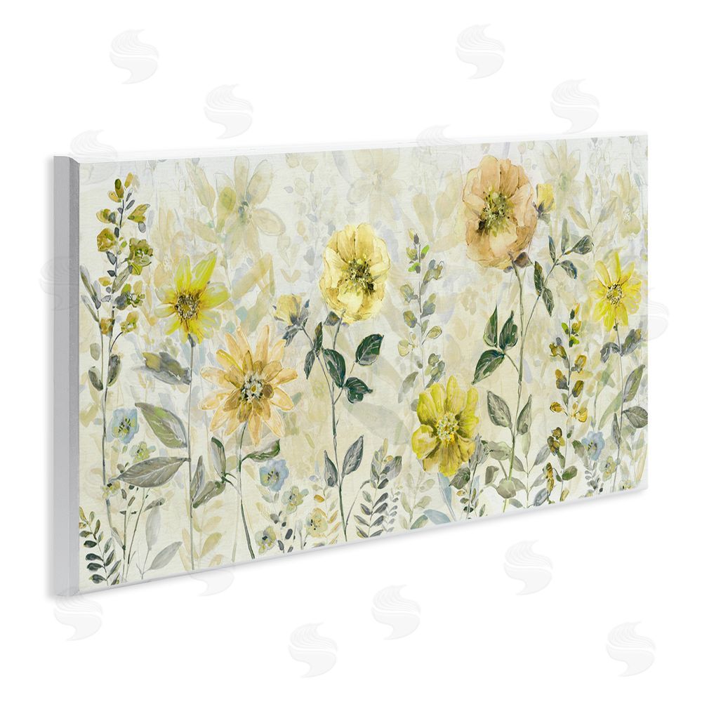Sally Swatland Yellow Buttercup Garden Wall Plaque Art Print with White Foil Wrap