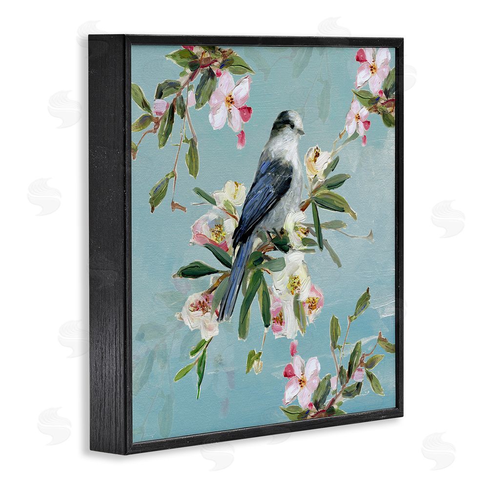 Sally Swatland Pastel Songbird Among Blossoms Black Framed Giclee Wall Art Print