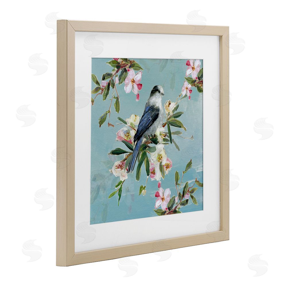 Sally Swatland Pastel Songbird Among Blossoms Brown Framed Print Under Glass Wall Art