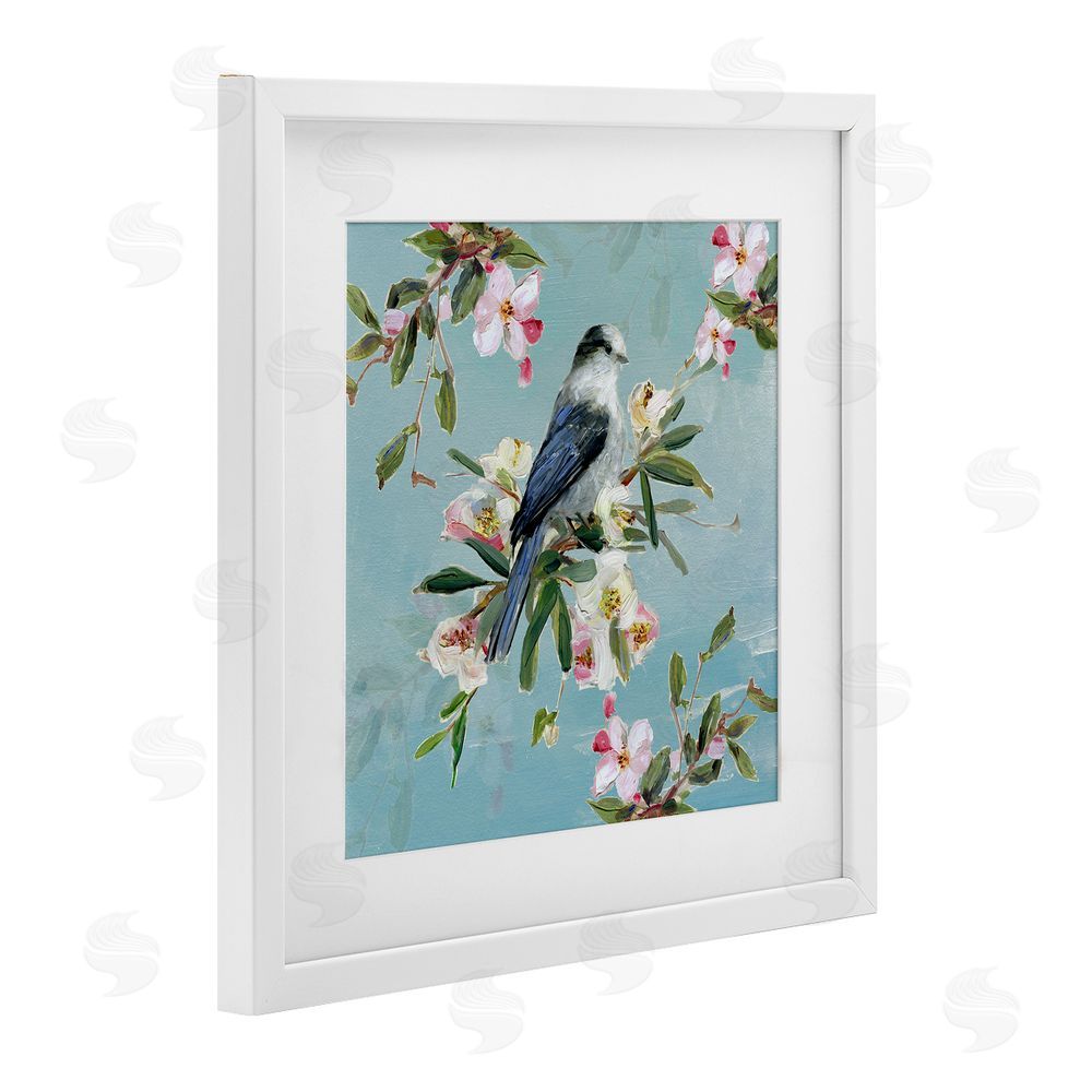 Sally Swatland Pastel Songbird Among Blossoms White Framed Print Under Glass Wall Art