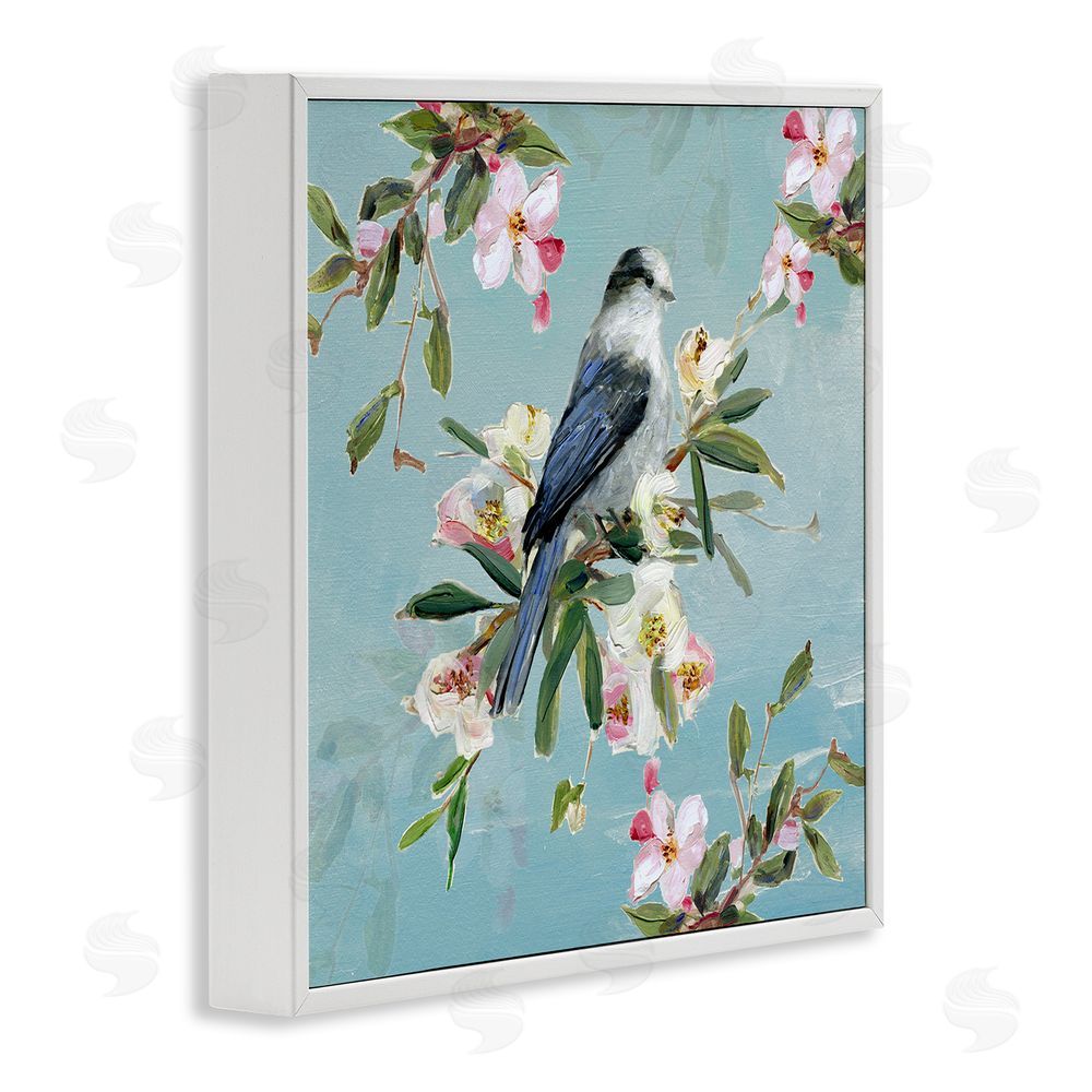 Sally Swatland Pastel Songbird Among Blossoms White Framed Giclee Wall Art Print