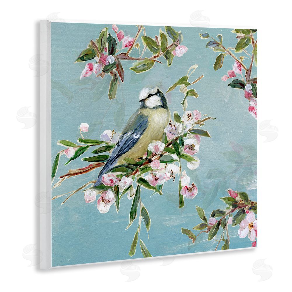 Sally Swatland Songbird Perched on Blooms Wooden Wall Plaque Art Print